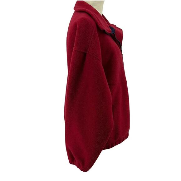 Vintage 90s Eddie Bauer EbTek Mens Large Spell Out Full Zip Fleece Jacket Red - Picture 3 of 13